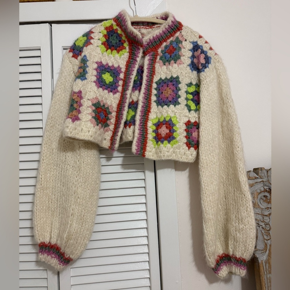 Colorful Crochet Patterned Women's Sweater